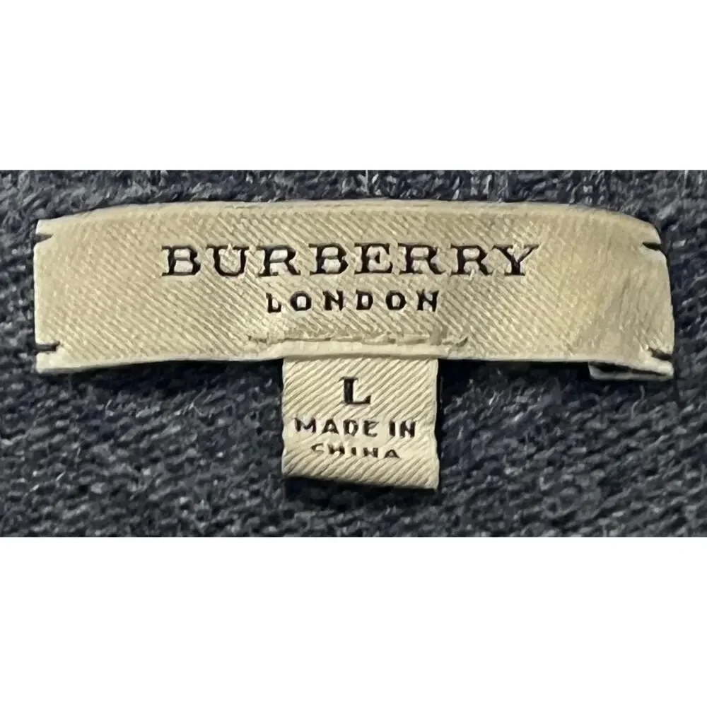 BURBERRY LONDON Fair Isle Knit Crewneck Sweater Charcoal Grey Burgundy L